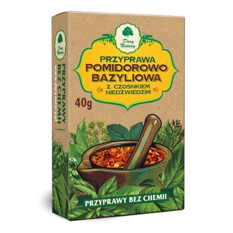 PRZYPRAWA POMIDOROWO - BAZYLIOWA Z CZOSNKIEM NIEDŹWIEDZIM BEZGLUTENOWA 40 g - DARY NATURY PRZYPRAWA POMIDOROWO - BAZYLIOWA Z CZOSNKIEM NIEDŹWIEDZIM BEZGLUTENOWA 40 g - DARY NATURY