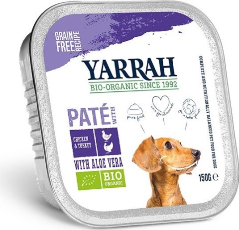 (DLA PSA) PASZTET Z KURCZAKA, WOŁOWINY I INDYKA Z ALOESEM BIO 150 g - YARRAH (DLA PSA) PASZTET Z KURCZAKA, WOŁOWINY I INDYKA Z ALOESEM BIO 150 g - YARRAH