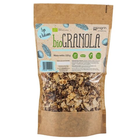 GRANOLA FIGA Z KOKOSEM BEZ DODATKU CUKRÓW BEZGLUTENOWA BIO 320 g - PAPAGRIN GRANOLA FIGA Z KOKOSEM BEZ DODATKU CUKRÓW BEZGLUTENOWA BIO 320 g - PAPAGRIN