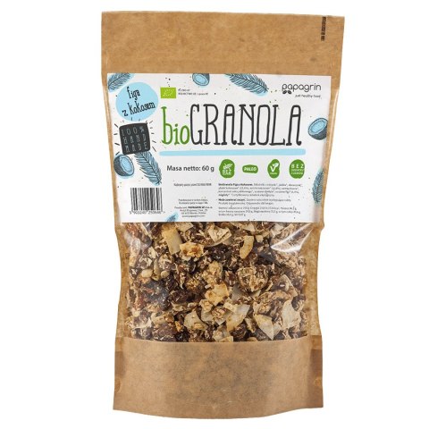 GRANOLA FIGA Z KOKOSEM BEZ DODATKU CUKRÓW BEZGLUTENOWA BIO 60 g - PAPAGRIN GRANOLA FIGA Z KOKOSEM BEZ DODATKU CUKRÓW BEZGLUTENOWA BIO 60 g - PAPAGRIN