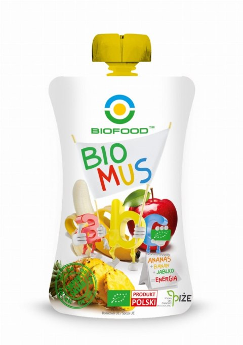 MUS ANANASOWO - BANANOWO - JABŁKOWY BEZGLUTENOWY BIO 120 g - BIO FOOD MUS ANANASOWO - BANANOWO - JABŁKOWY BEZGLUTENOWY BIO 120 g - BIO FOOD