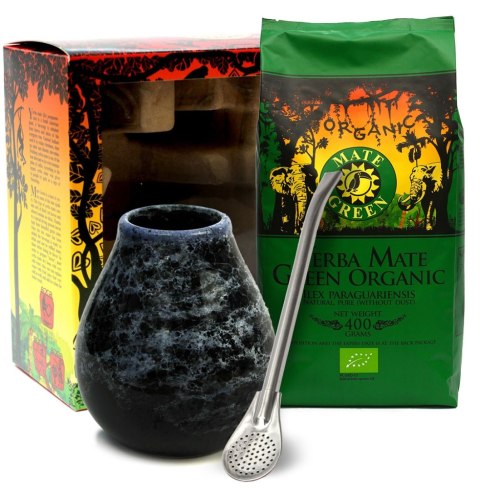 ZESTAW YERBA MATE BIO 400 g, MATERO (LOSOWY WZÓR), BOMBILLA - ORGANIC MATE GREEN ZESTAW YERBA MATE BIO 400 g, MATERO (LOSOWY WZÓR), BOMBILLA - ORGANIC MATE GREEN