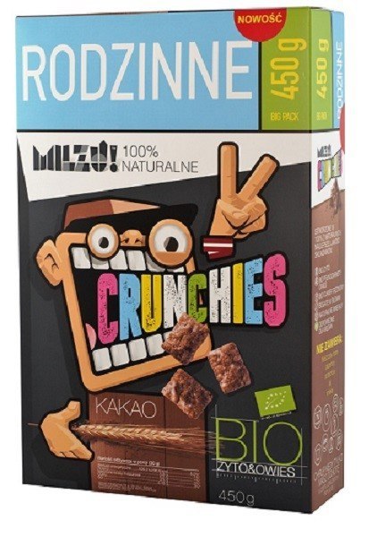 CRUNCHIES ŻYTNIO - OWSIANE KAKAOWE BIO 450 g - MILZU CRUNCHIES ŻYTNIO - OWSIANE KAKAOWE BIO 450 g - MILZU
