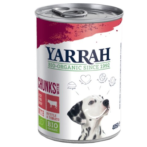 (DLA PSA DOROSŁEGO) KARMA Z WOŁOWINĄ, POKRZYWĄ I POMIDOREM BIO 405 g - YARRAH (DLA PSA DOROSŁEGO) KARMA Z WOŁOWINĄ, POKRZYWĄ I POMIDOREM BIO 405 g - YARRAH