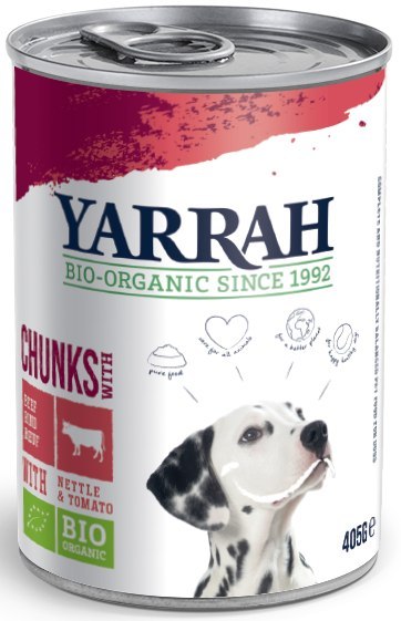 (DLA PSA DOROSŁEGO) KARMA Z WOŁOWINĄ, POKRZYWĄ I POMIDOREM BIO 405 g - YARRAH (DLA PSA DOROSŁEGO) KARMA Z WOŁOWINĄ, POKRZYWĄ I POMIDOREM BIO 405 g - YARRAH