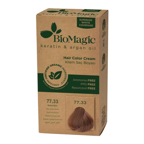 FARBA DO WŁOSÓW GŁĘBOKI ZŁOTY BLOND (77.33) 250 g - BIOMAGIC FARBA DO WŁOSÓW GŁĘBOKI ZŁOTY BLOND (77.33) 250 g - BIOMAGIC