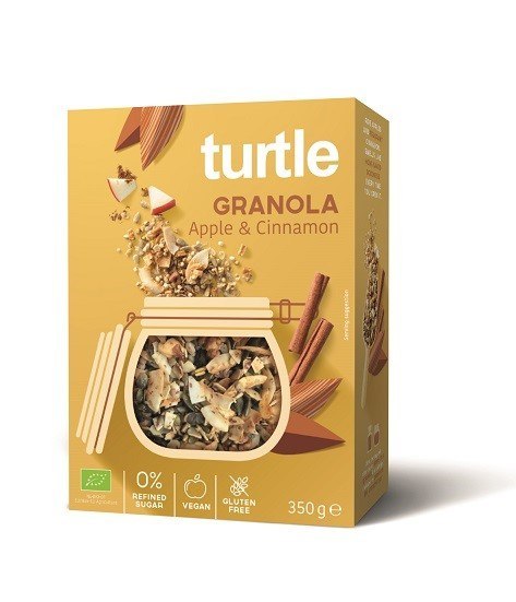 GRANOLA JABŁKO - CYNAMON BEZGLUTENOWA BIO 350 g - TURTLE GRANOLA JABŁKO - CYNAMON BEZGLUTENOWA BIO 350 g - TURTLE