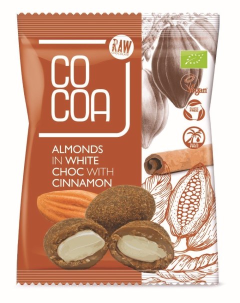 MIGDAŁY W BIAŁEJ POLEWIE Z CYNAMONEM BIO 70 g - COCOA MIGDAŁY W BIAŁEJ POLEWIE Z CYNAMONEM BIO 70 g - COCOA