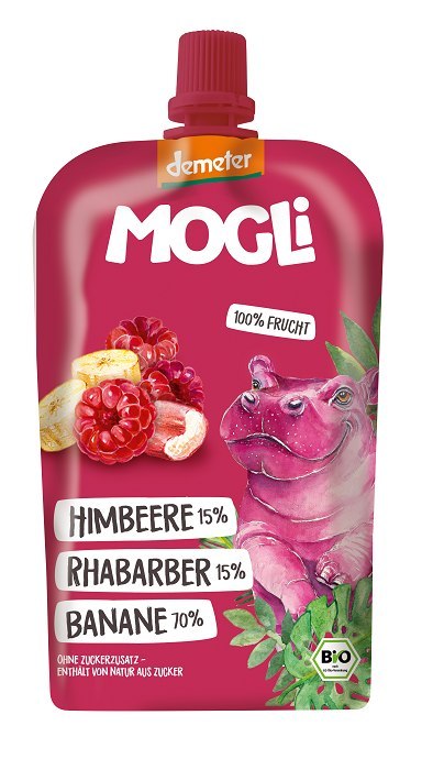 MUS BANAN - MALINA - RABARBAR BEZ DODATKU CUKRÓW DEMETER BIO 120 g - MOGLI MUS BANAN - MALINA - RABARBAR BEZ DODATKU CUKRÓW DEMETER BIO 120 g - MOGLI