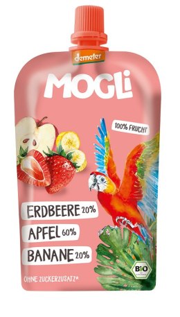 MUS JABŁKO - BANAN - TRUSKAWKA BEZ DODATKU CUKRÓW DEMETER BIO 120 g - MOGLI