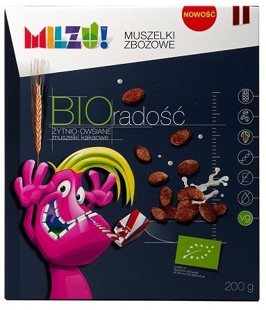 MUSZELKI ŻYTNIO - OWSIANE KAKAOWE "RADOŚĆ" BIO 200 g - MILZU MUSZELKI ŻYTNIO - OWSIANE KAKAOWE "RADOŚĆ" BIO 200 g - MILZU