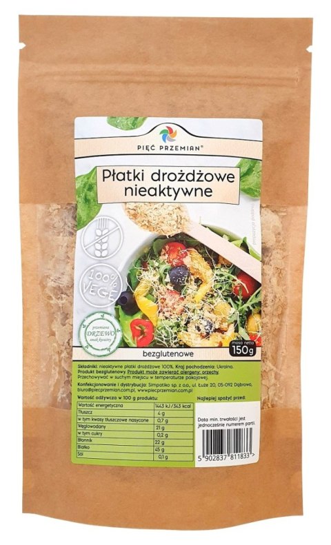 PŁATKI DROŻDŻOWE NIEAKTYWNE BEZGLUTENOWE 150 g - PIĘĆ PRZEMIAN PŁATKI DROŻDŻOWE NIEAKTYWNE BEZGLUTENOWE 150 g - PIĘĆ PRZEMIAN