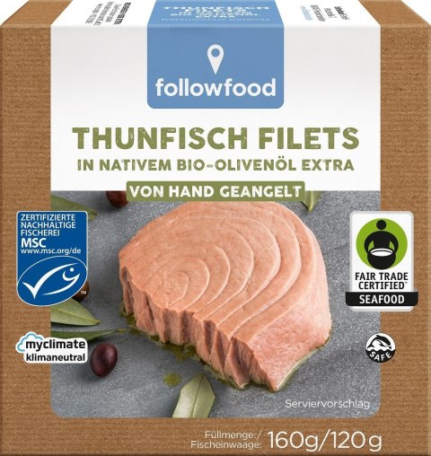 TUŃCZYK BONITO MSC FILETY FAIR TRADE W BIO OLIWIE Z OLIWEK EXTRA VIRGIN 160 g (120 g) - FOLLOWFOOD TUŃCZYK BONITO MSC FILETY FAIR TRADE W BIO OLIWIE Z OLIWEK EXTRA VIRGIN 160 g (120 g) - FOLLOWFOOD