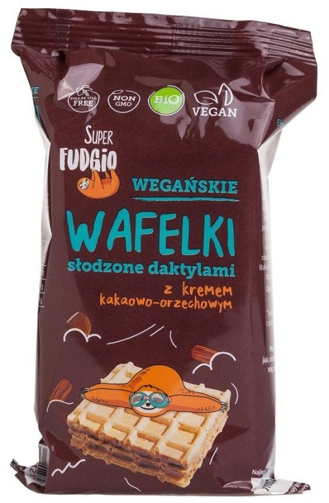 WAFELKI Z KREMEM KAKAOWO - ORZECHOWYM SŁODZONE DAKTYLAMI BIO (4 x 30 g) 120 g - ME GUSTO (SUPER FUDGIO) WAFELKI Z KREMEM KAKAOWO - ORZECHOWYM SŁODZONE DAKTYLAMI BIO (4 x 30 g) 120 g - ME GUSTO (SUPER FUDGIO)