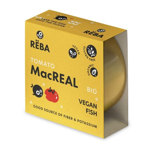 WEGAŃSKA ALTERNATYWA MAKRELI W SOSIE POMIDOROWYM BEZGLUTENOWA (TOMATO MACREAL) BIO 160 g - REBA WEGAŃSKA ALTERNATYWA MAKRELI W SOSIE POMIDOROWYM BEZGLUTENOWA (TOMATO MACREAL) BIO 160 g - REBA