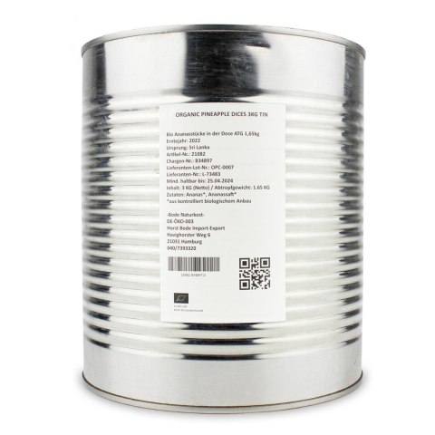 ANANAS KAWAŁKI W SOKU WŁASNYM BIO 3 kg (1,65 kg) - HORECA ANANAS KAWAŁKI W SOKU WŁASNYM BIO 3 kg (1,65 kg) - HORECA