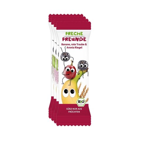 BATON ZBOŻOWY BANAN - WINOGRONO - ARONIA OD 1 ROKU ŻYCIA BIO (4 x 23 g) 92 g - FRECHE FREUNDE BATON ZBOŻOWY BANAN - WINOGRONO - ARONIA OD 1 ROKU ŻYCIA BIO (4 x 23 g) 92 g - FRECHE FREUNDE