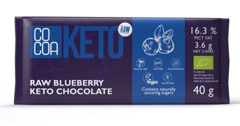 CZEKOLADA Z JAGODAMI I OLEJEM MCT BEZ DODATKU CUKRU BEZGLUTENOWA KETO BIO 40 g - COCOA CZEKOLADA Z JAGODAMI I OLEJEM MCT BEZ DODATKU CUKRU BEZGLUTENOWA KETO BIO 40 g - COCOA