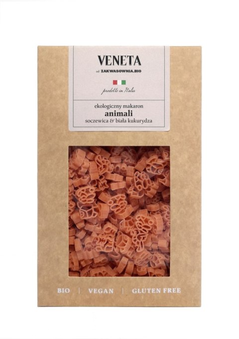 MAKARON (Z SOCZEWICY CZERWONEJ I KUKURYDZY BIAŁEJ) DLA DZIECI ZWIERZĘTA BEZGLUTENOWY BIO 250 g - VENETA MAKARON (Z SOCZEWICY CZERWONEJ I KUKURYDZY BIAŁEJ) DLA DZIECI ZWIERZĘTA BEZGLUTENOWY BIO 250 g - VENETA