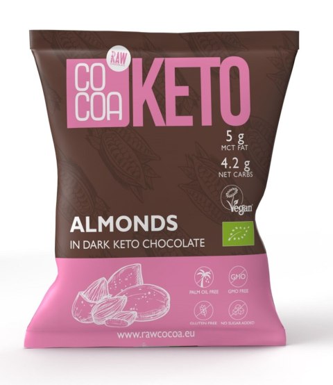 MIGDAŁY W CZEKOLADZIE KETO Z OLEJEM MCT BEZ DODATKU CUKRU BEZGLUTENOWE BIO 70 g - COCOA MIGDAŁY W CZEKOLADZIE KETO Z OLEJEM MCT BEZ DODATKU CUKRU BEZGLUTENOWE BIO 70 g - COCOA