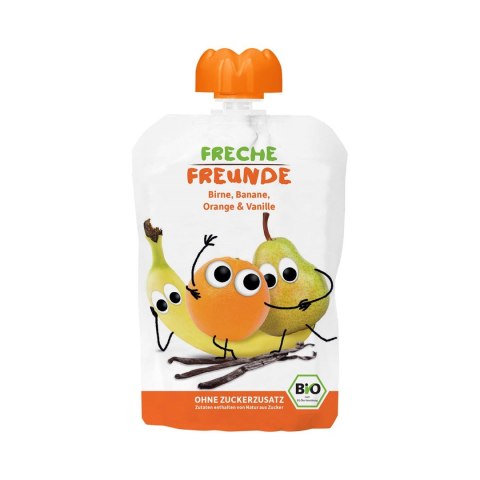 MUS GRUSZKA - JABŁKO - BANAN - POMARAŃCZA - WANILIA BEZ DODATKU CUKRÓW BEZGLUTENOWY OD 8 MIESIĄCA BIO 100 g - FRECHE FREUNDE MUS GRUSZKA - JABŁKO - BANAN - POMARAŃCZA - WANILIA BEZ DODATKU CUKRÓW BEZGLUTENOWY OD 8 MIESIĄCA BIO 100 g - FRECHE FREUNDE