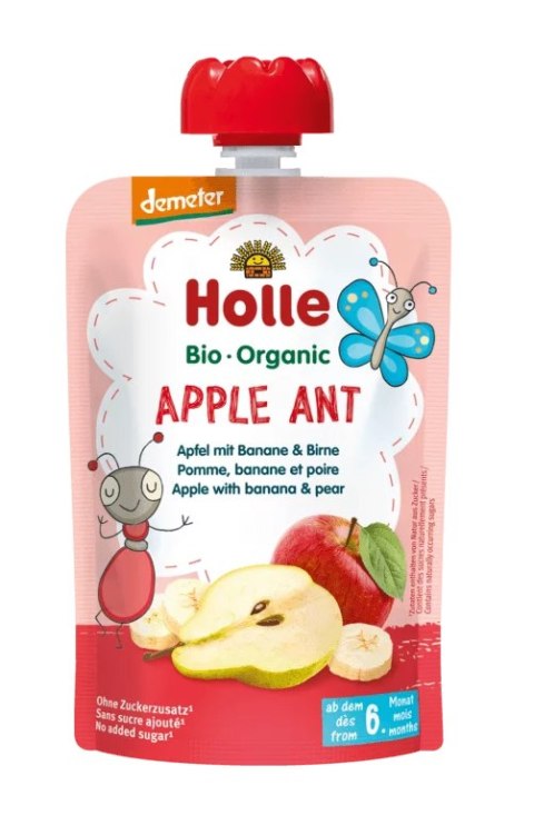 MUS W TUBCE JABŁKOWA MRÓWKA (JABŁKO - BANAN - GRUSZKA) BEZ DODATKU CUKRÓW OD 6 MIESIĄCA DEMETER BIO 100 g - HOLLE MUS W TUBCE JABŁKOWA MRÓWKA (JABŁKO - BANAN - GRUSZKA) BEZ DODATKU CUKRÓW OD 6 MIESIĄCA DEMETER BIO 100 g - HOLLE
