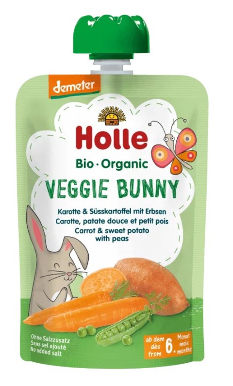 MUS W TUBCE WARZYWNY KRÓLIK (MARCHEW - SŁODKI ZIEMNIAK - GROSZEK) BEZ DODATKU CUKRÓW OD 6 MIESIĄCA DEMETER BIO 100 g - HOLLE MUS W TUBCE WARZYWNY KRÓLIK (MARCHEW - SŁODKI ZIEMNIAK - GROSZEK) BEZ DODATKU CUKRÓW OD 6 MIESIĄCA DEMETER BIO 100 g - HOLLE