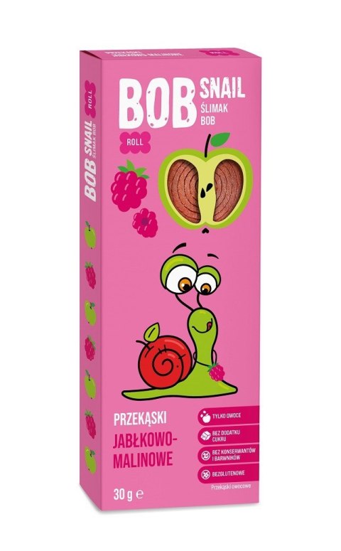 PRZEKĄSKA ROLL JABŁKO - MALINA BEZ DODATKU CUKRU BEZGLUTENOWA 30 g - BOB SNAIL PRZEKĄSKA ROLL JABŁKO - MALINA BEZ DODATKU CUKRU BEZGLUTENOWA 30 g - BOB SNAIL