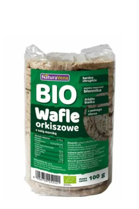 WAFLE ORKISZOWE PEŁNOZIARNISTE Z SOLĄ MORSKĄ BIO 100 g - NATURAVENA WAFLE ORKISZOWE PEŁNOZIARNISTE Z SOLĄ MORSKĄ BIO 100 g - NATURAVENA