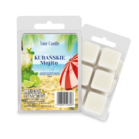 WOSK ZAPACHOWY SOJOWY KUBAŃSKIE MOJITO (6 x 10 g) 60 g - YOUR CANDLE WOSK ZAPACHOWY SOJOWY KUBAŃSKIE MOJITO (6 x 10 g) 60 g - YOUR CANDLE
