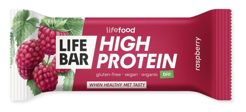 BATON PROTEINOWY Z MALINAMI RAW BEZ DODATKU CUKRÓW BEZGLUTENOWY BIO 40 g - LIFEFOOD BATON PROTEINOWY Z MALINAMI RAW BEZ DODATKU CUKRÓW BEZGLUTENOWY BIO 40 g - LIFEFOOD