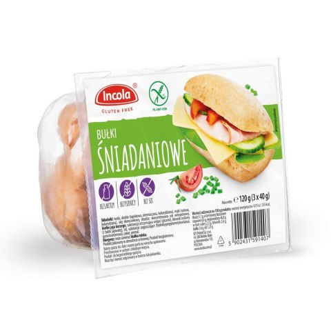 BUŁKI ŚNIADANIOWE BEZGLUTENOWE (3 x 40 g) 120 g - INCOLA BUŁKI ŚNIADANIOWE BEZGLUTENOWE (3 x 40 g) 120 g - INCOLA