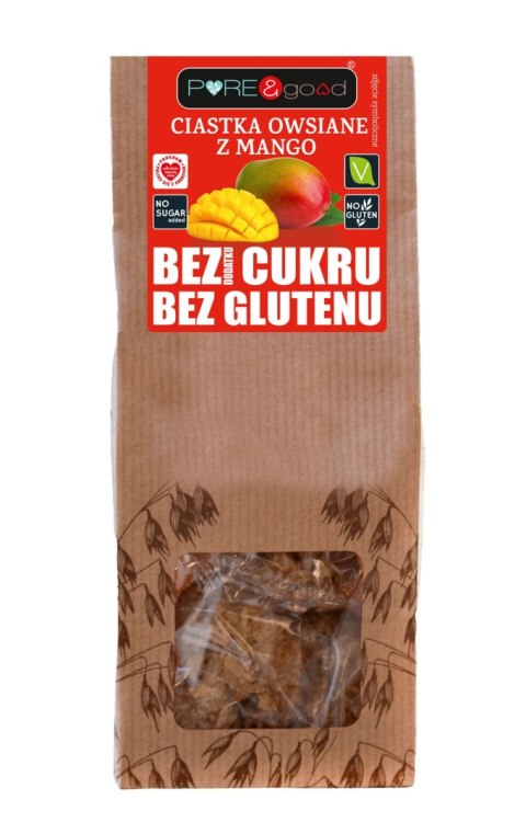 CIASTKA OWSIANE Z MANGO BEZ DODATKU CUKRU BEZGLUTENOWE 150 g - PURE&GOOD CIASTKA OWSIANE Z MANGO BEZ DODATKU CUKRU BEZGLUTENOWE 150 g - PURE&GOOD