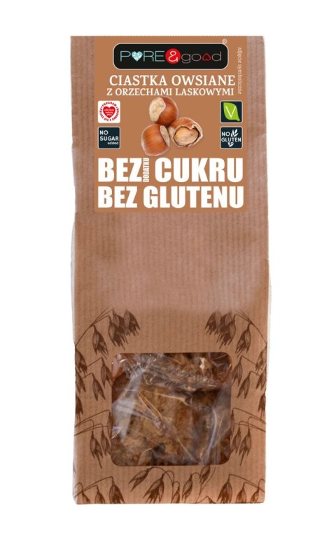 CIASTKA OWSIANE Z ORZECHAMI LASKOWYMI BEZ DODATKU CUKRU BEZGLUTENOWE 150 g - PURE&GOOD CIASTKA OWSIANE Z ORZECHAMI LASKOWYMI BEZ DODATKU CUKRU BEZGLUTENOWE 150 g - PURE&GOOD
