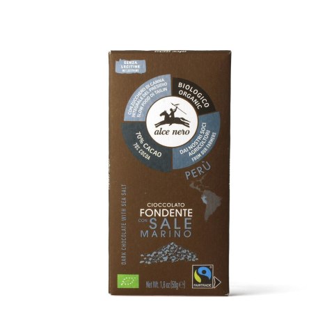 CZEKOLADA DESEROWA Z SOLĄ MORSKĄ BEZGLUTENOWA FAIR TRADE BIO 50 g - ALCE NERO CZEKOLADA DESEROWA Z SOLĄ MORSKĄ BEZGLUTENOWA FAIR TRADE BIO 50 g - ALCE NERO