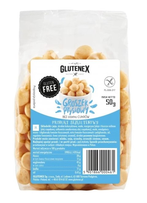 GROSZEK PTYSIOWY BEZ DODATKU CUKRÓW BEZGLUTENOWY 50 g - GLUTENEX GROSZEK PTYSIOWY BEZ DODATKU CUKRÓW BEZGLUTENOWY 50 g - GLUTENEX