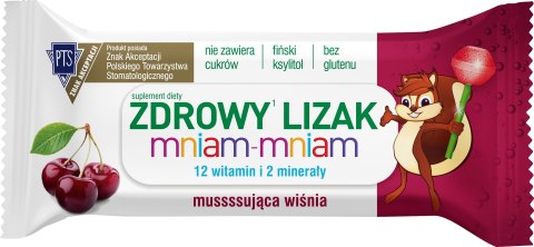 LIZAK KULKA O SMAKU MUSUJĄCEJ WIŚNI Z WITAMINAMI I MINERAŁAMI BEZGLUTENOWY 6 g - MNIAM MNIAM STARPHARMA LIZAK KULKA O SMAKU MUSUJĄCEJ WIŚNI Z WITAMINAMI I MINERAŁAMI BEZGLUTENOWY 6 g - MNIAM MNIAM STARPHARMA