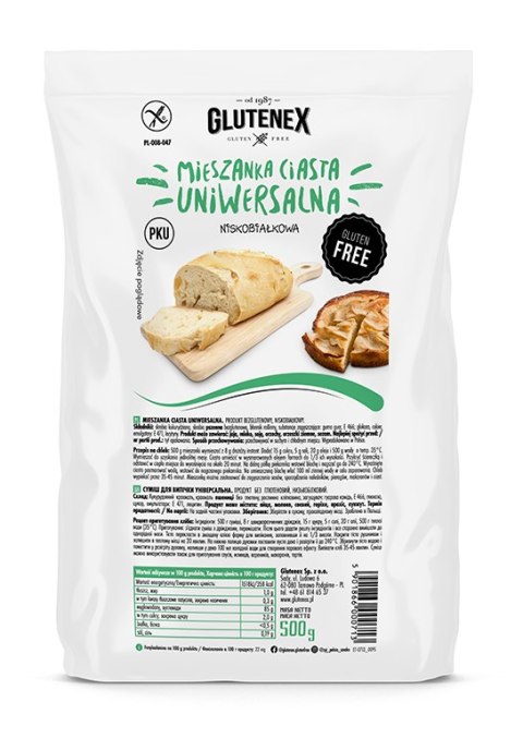 MIESZANKA CIASTA UNIWERSALNA NISKOBIAŁKOWA BEZGLUTENOWA 500 g - GLUTENEX MIESZANKA CIASTA UNIWERSALNA NISKOBIAŁKOWA BEZGLUTENOWA 500 g - GLUTENEX
