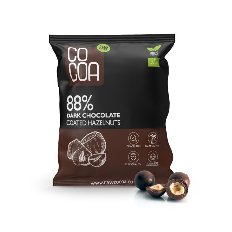 ORZECHY LASKOWE W CZEKOLADZIE CIEMNEJ 88 % BIO 70 g - COCOA ORZECHY LASKOWE W CZEKOLADZIE CIEMNEJ 88 % BIO 70 g - COCOA