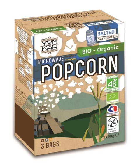POPCORN Z SOLĄ DO PRZYGOTOWANIA W MIKROFALÓWCE BEZGLUTENOWY BIO (3 x 90 g) 270 g - NATAIS POPCORN Z SOLĄ DO PRZYGOTOWANIA W MIKROFALÓWCE BEZGLUTENOWY BIO (3 x 90 g) 270 g - NATAIS