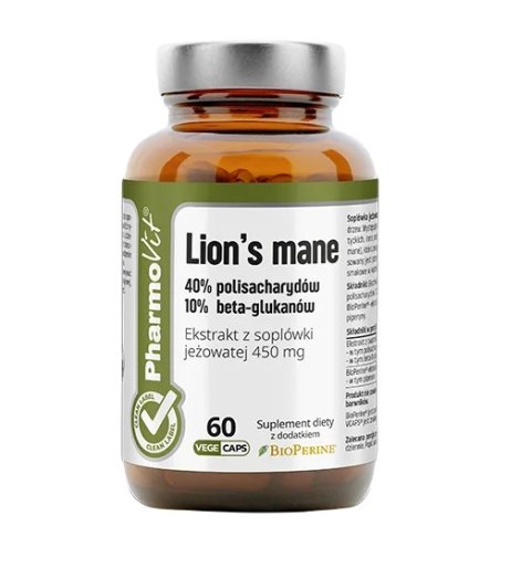SOPLÓWKA JEŻOWATA EKSTRAKT (450 mg) BEZGLUTENOWY 60 KAPSUŁEK - PHARMOVIT (CLEAN LABEL) SOPLÓWKA JEŻOWATA EKSTRAKT (450 mg) BEZGLUTENOWY 60 KAPSUŁEK - PHARMOVIT (CLEAN LABEL)
