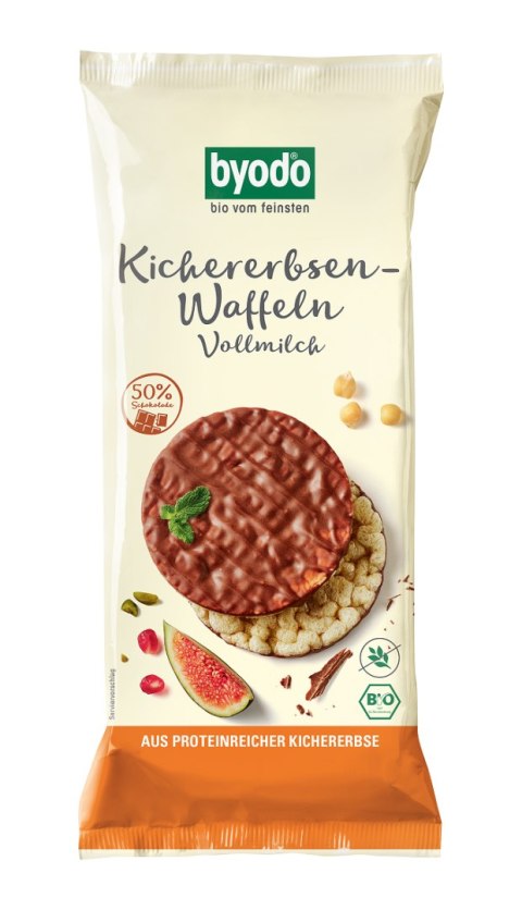 WAFLE Z CIECIERZYCY Z MLECZNĄ CZEKOLADĄ BEZGLUTENOWE BIO 65 g - BYODO WAFLE Z CIECIERZYCY Z MLECZNĄ CZEKOLADĄ BEZGLUTENOWE BIO 65 g - BYODO