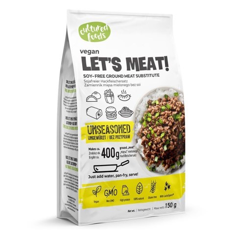 ZAMIENNIK MIĘSA MIELONEGO BEZ PRZYPRAW BEZGLUTENOWY 150 g - CULTURED FOODS ZAMIENNIK MIĘSA MIELONEGO BEZ PRZYPRAW BEZGLUTENOWY 150 g - CULTURED FOODS