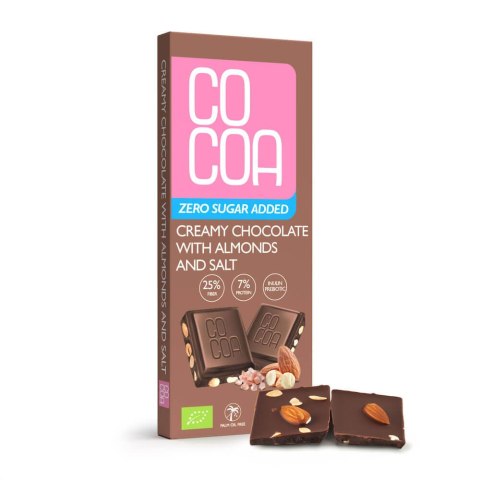 CZEKOLADA CREAMY Z MIGDAŁAMI I SOLĄ BEZ DODATKU CUKRU BIO 40 g - COCOA CZEKOLADA CREAMY Z MIGDAŁAMI I SOLĄ BEZ DODATKU CUKRU BIO 40 g - COCOA