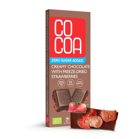 CZEKOLADA CREAMY Z TRUSKAWKAMI BEZ DODATKU CUKRU BIO 40 g - COCOA CZEKOLADA CREAMY Z TRUSKAWKAMI BEZ DODATKU CUKRU BIO 40 g - COCOA