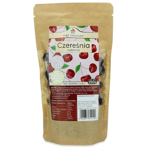 CZEREŚNIA SUSZONA BEZ DODATKU CUKRU BEZGLUTENOWA 250 g - PIĘĆ PRZEMIAN CZEREŚNIA SUSZONA BEZ DODATKU CUKRU BEZGLUTENOWA 250 g - PIĘĆ PRZEMIAN