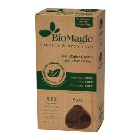 FARBA DO WŁOSÓW JASNY ZŁOTY BRĄZ (5.03) 250 g - BIOMAGIC FARBA DO WŁOSÓW JASNY ZŁOTY BRĄZ (5.03) 250 g - BIOMAGIC