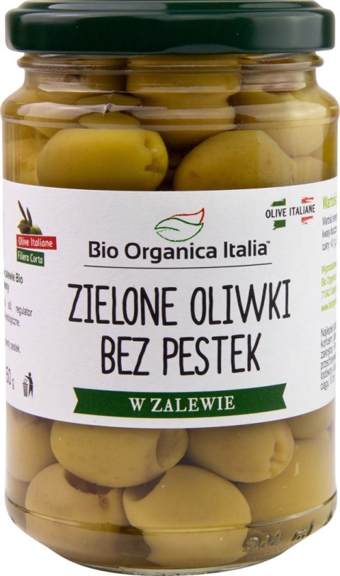 OLIWKI ZIELONE BEZ PESTEK W ZALEWIE BIO 280 g (160 g) (SŁOIK) - BIO ORGANICA ITALIA OLIWKI ZIELONE BEZ PESTEK W ZALEWIE BIO 280 g (160 g) (SŁOIK) - BIO ORGANICA ITALIA