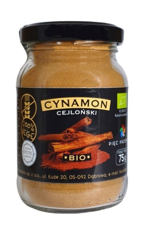 CYNAMON CEJLOŃSKI MIELONY BEZGLUTENOWY BIO 75 g - PIĘĆ PRZEMIAN CYNAMON CEJLOŃSKI MIELONY BEZGLUTENOWY BIO 75 g - PIĘĆ PRZEMIAN