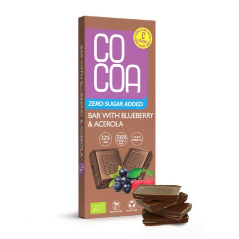 CZEKOLADA JAGODOWA Z WITAMINĄ C Z ACEROLI BEZ DODATKU CUKRU BIO 40 g - COCOA CZEKOLADA JAGODOWA Z WITAMINĄ C Z ACEROLI BEZ DODATKU CUKRU BIO 40 g - COCOA